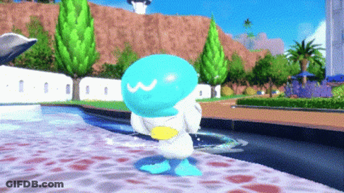 Blue And White Cartoon Character Smiling GIF