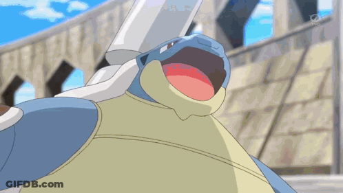 Blue And White Cartoon Turtle With Red Mouth And Red Eyes GIF