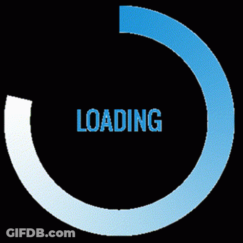 Blue And White Circle Saying Loading GIF