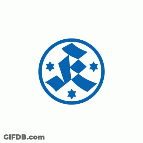 Blue And White Circle With Triangle And Three Stars GIF