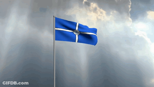 Blue And White Cross Flag Waving GIF