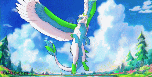 Blue And White Dragon Flying GIF