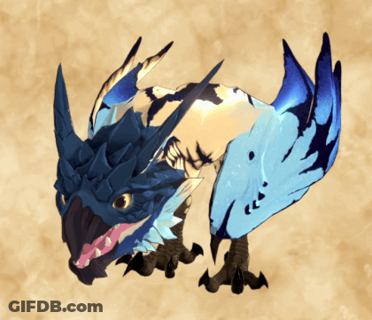 Blue And White Dragon With Pink Beak GIF