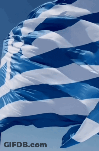 Blue And White Flag Flying In Wind GIF