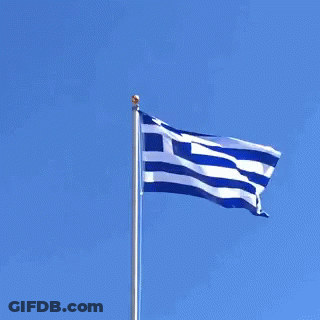 Blue And White Flag Flying In Wind GIF