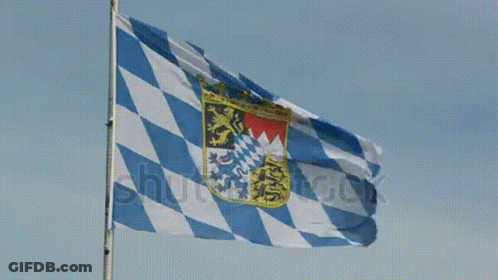 Blue And White Flag With Coat Of Arms GIF