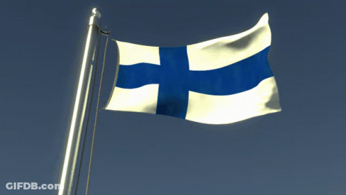 Blue And White Flag With Cross Flying In Wind GIF