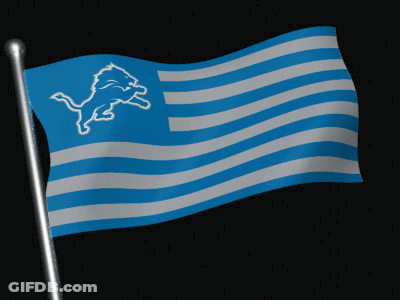 Blue And White Flag With Detroit Lions Logo GIF