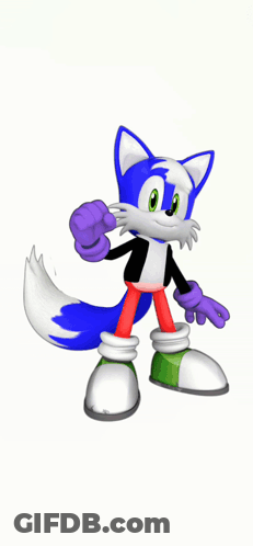 Blue And White Fox In Black Jacket And Purple Gloves GIF