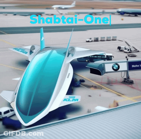 Blue And White KLM Airplane On Tarmac GIF