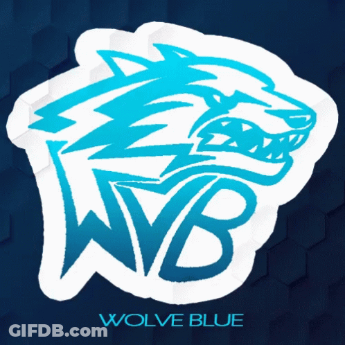 Blue And White Logo Saying Wolve Blue GIF