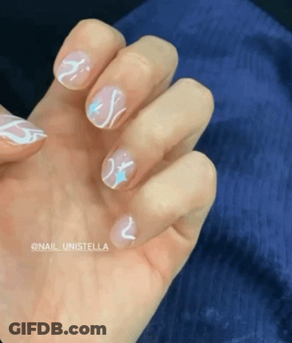 Blue And White Nail Design GIF