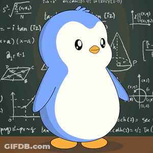 Blue And White Penguin By Blackboard With Math Equations GIF