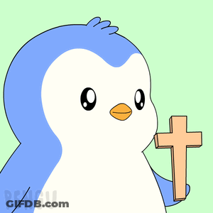 Blue And White Penguin Holding Cross GIF