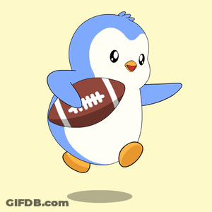 Blue And White Penguin Holding Football GIF
