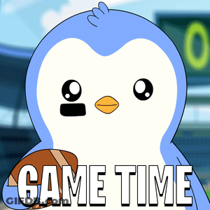 Blue And White Penguin Holding Football Game Time GIF