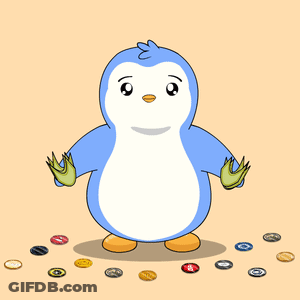 Blue And White Penguin Holding Money GIF
