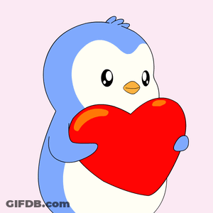 Blue And White Penguin Holding Red Heart GIF