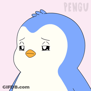 Blue And White Penguin Holding Temporarily Out Of Service Sign GIF