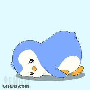 Blue And White Penguin Laying Down GIF