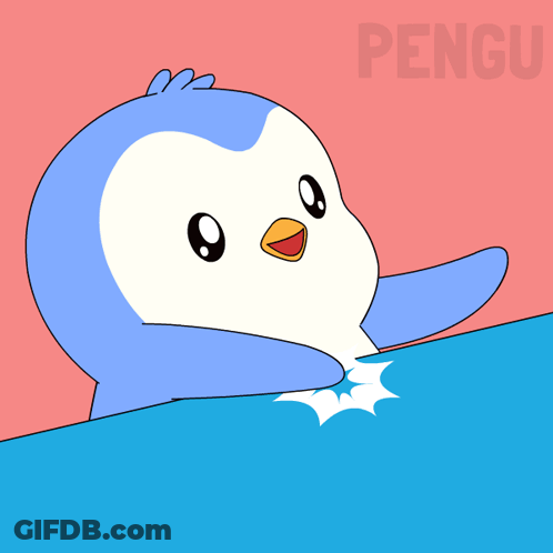 Blue And White Penguin Laying With Pengu GIF