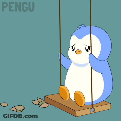 Blue And White Penguin On Swing GIF