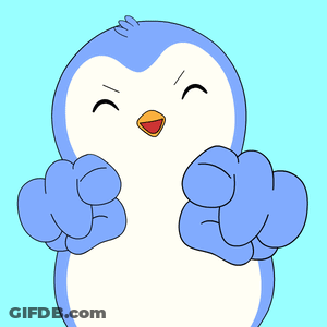 Blue And White Penguin Pointing At Camera GIF