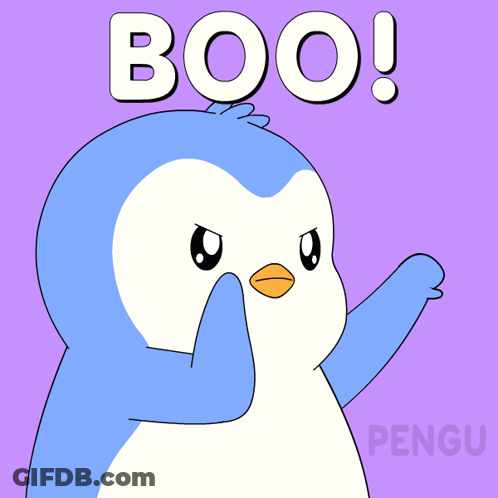 Blue And White Penguin Saying Boo GIF