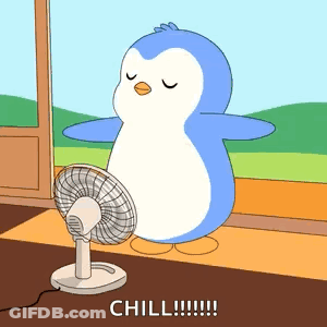 Blue And White Penguin Saying Chill GIF