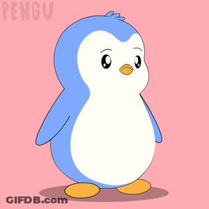 Blue And White Penguin Standing On Pink GIF