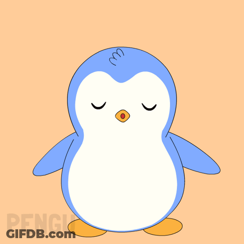 Blue And White Penguin With Eyes Closed Saying Pengu GIF