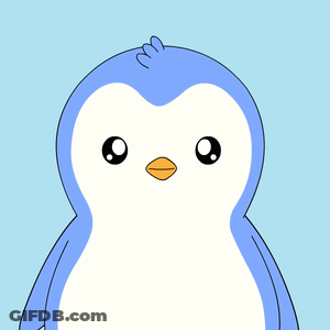 Blue And White Penguin With Heart Eyes GIF