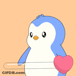 Blue And White Penguin With Heart Eyes GIF
