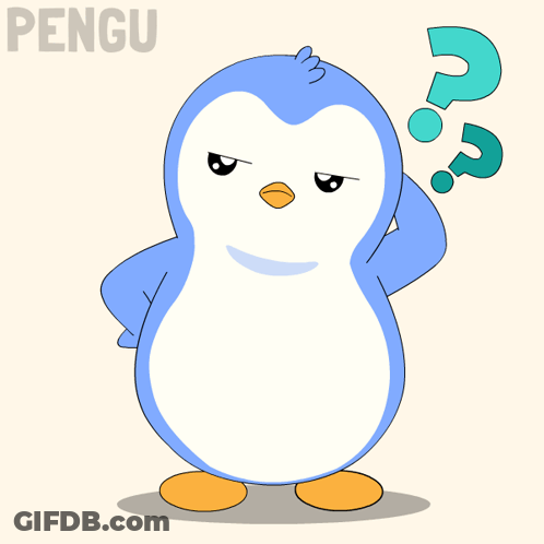Blue And White Penguin With Orange Beak Saying Pengu GIF