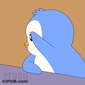 Blue And White Penguin With Pengu Text GIF