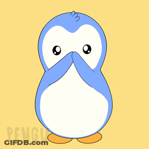 Blue And White Penguin With Pink Heart GIF