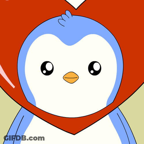 Blue And White Penguin With Red Heart GIF