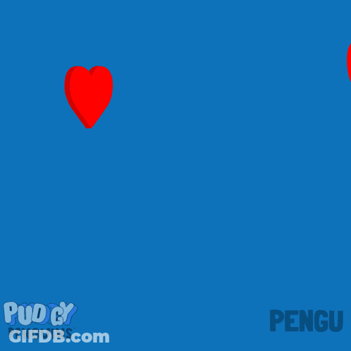 Blue And White Penguin With Red Heart Saying Pengu GIF