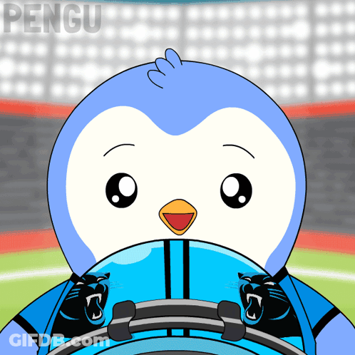 Blue And White Penguin With Word Pengu GIF