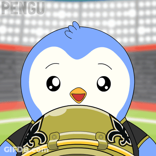 Blue And White Penguin With Word Pengu GIF