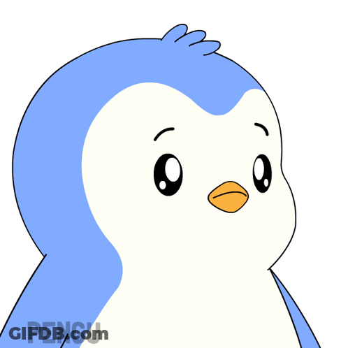 Blue And White Penguin With Yellow Beak Saying Pengu GIF
