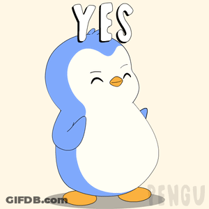 Blue And White Penguin With Yes GIF