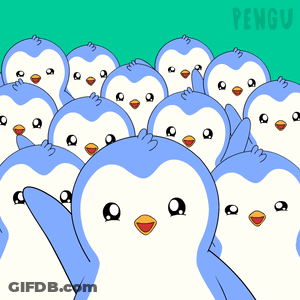 Blue And White Penguins Saying Pengu GIF