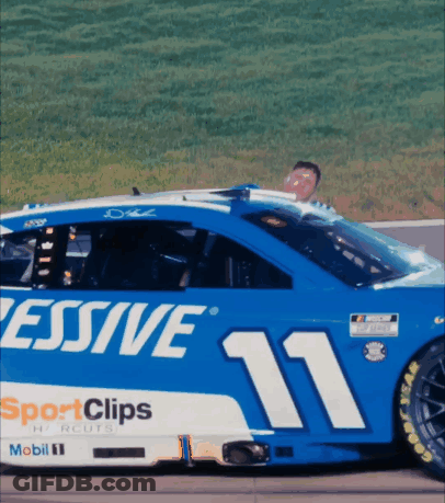 Blue And White Race Car Number 11 GIF
