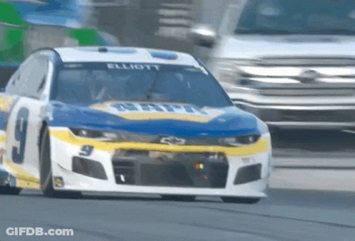 Blue And White Race Car Number 9 GIF