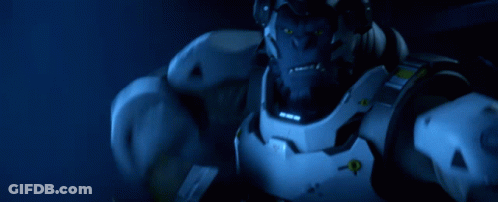 Blue And White Robot With Yellow Triangle GIF