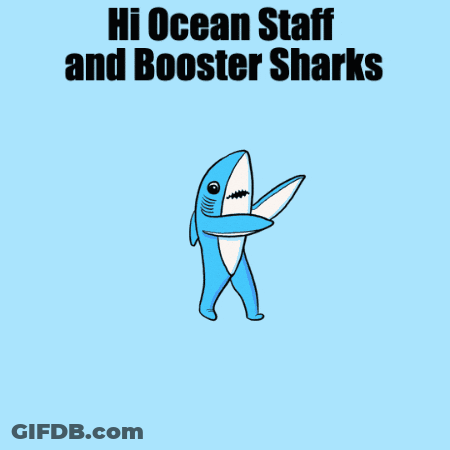 Blue And White Shark Saying Hi Ocean Staff And Booster Sharks GIF