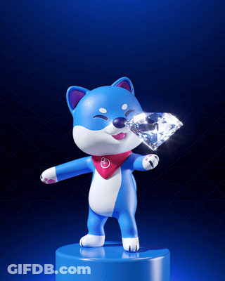 Blue And White Shiba Inu Holding Diamond GIF