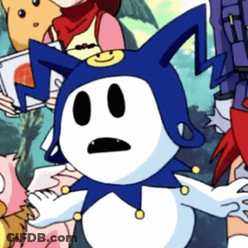 Blue And White Smiley Cartoon Character GIF
