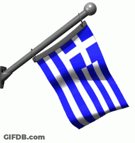 Blue And White Striped Flag With White Cross GIF